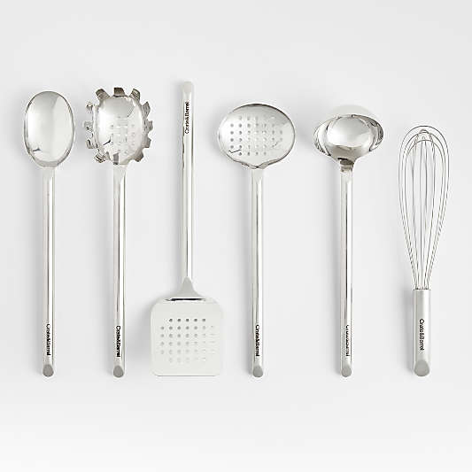 Crate & Barrel Stainless Utensils with Holder, Set of 7