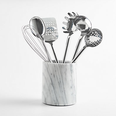 View Crate & Barrel Stainless Utensils with Holder, Set of 7 details
