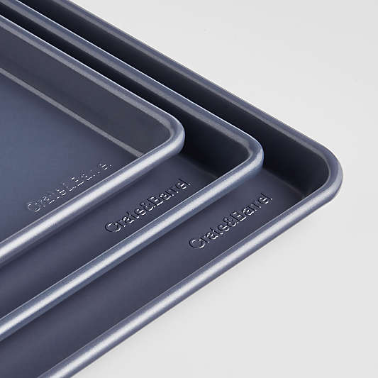 Crate & Barrel Slate Blue Silicone Nonstick Sheet Pans, Set of 3