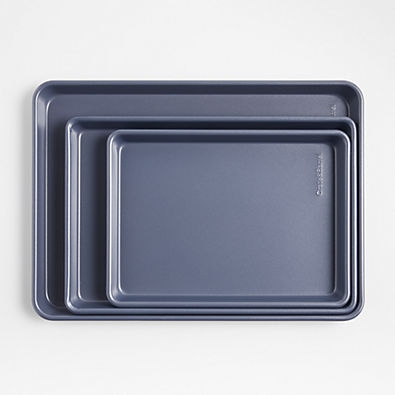 View Crate & Barrel Slate Blue Baking Sheets, Set of 3 details