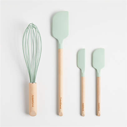 Crate & Barrel Wood and Mint 12 Silicone Whisk | Crate & Barrel