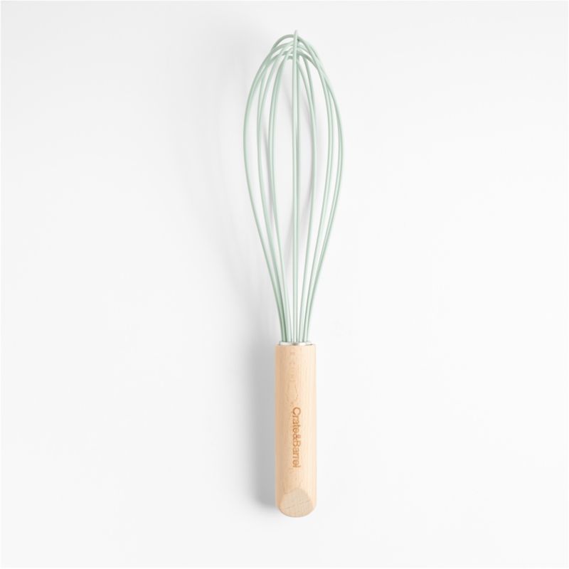 Crate & Barrel Wood and Mint 12" Silicone Whisk
