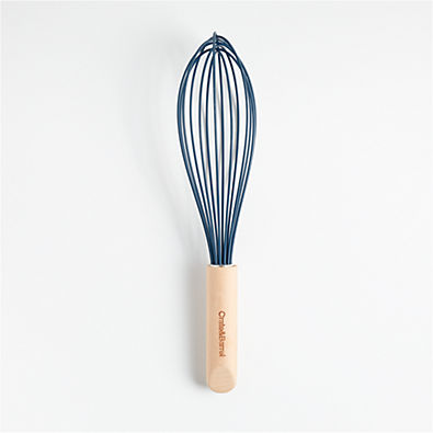 View Crate & Barrel Wood and Navy 12" Silicone Whisk details