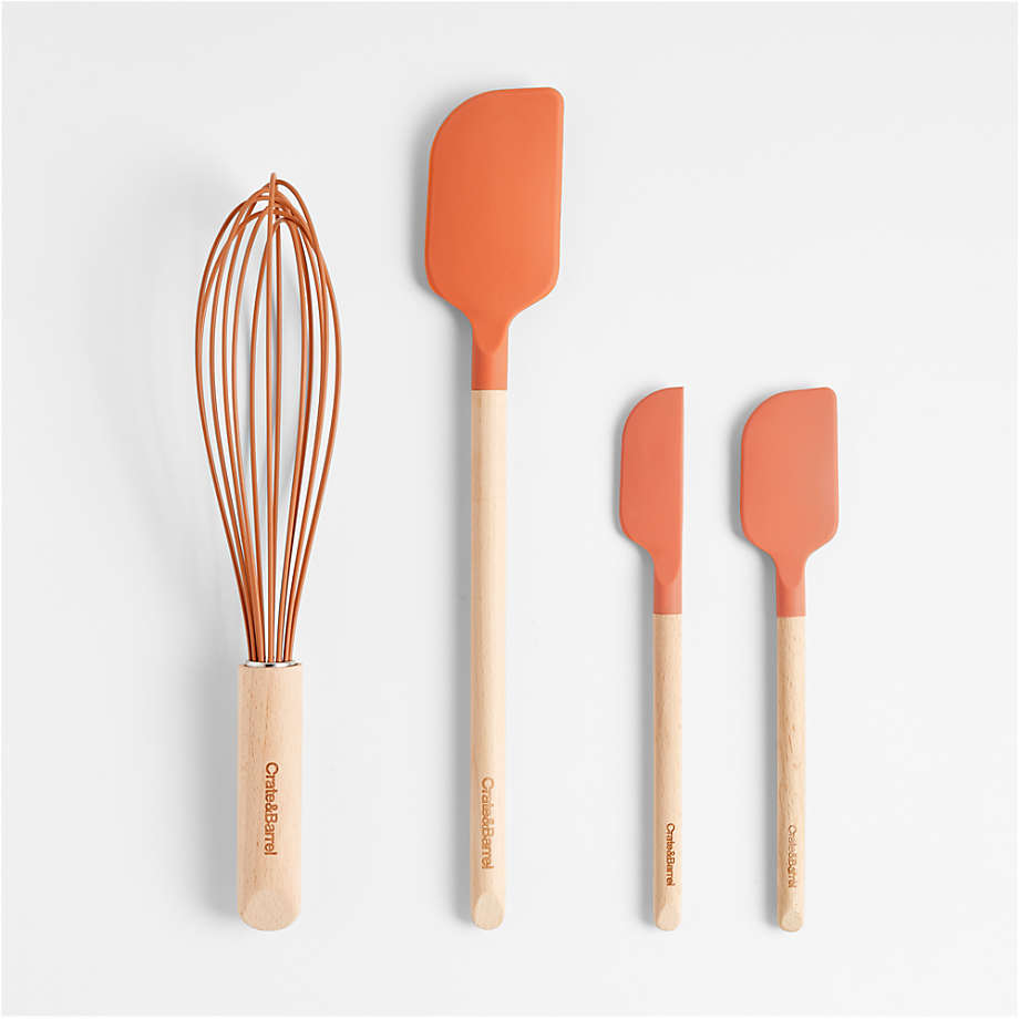 Crate & Barrel Wood and Sienna Orange Silicone Mini Spatulas, Set of 2 +  Reviews