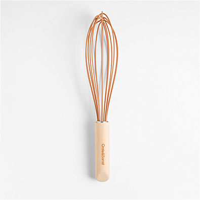 View Crate & Barrel Wood and Orange 12" Silicone Whisk details