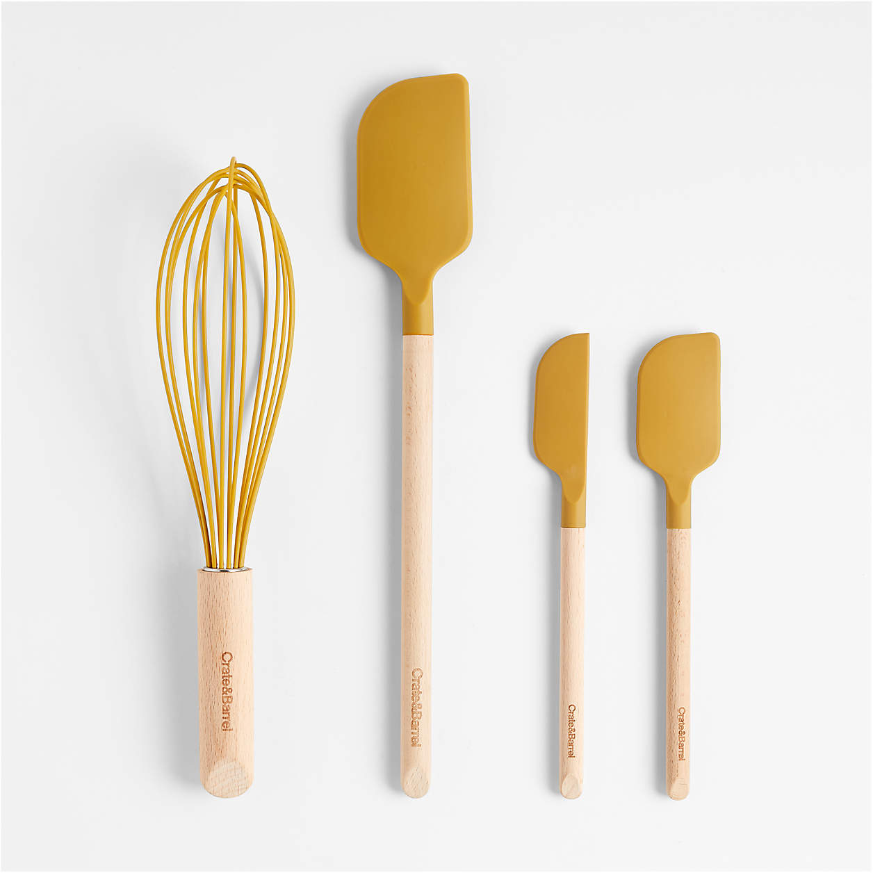 Crate & Barrel Yellow Silicone and Wood Utensils Crate & Barrel