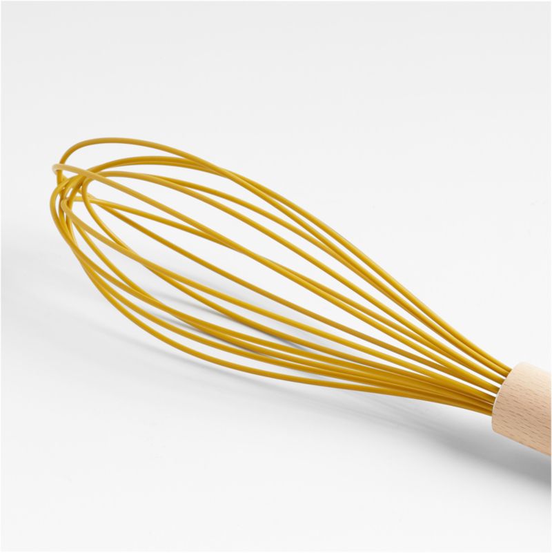 Crate & Barrel Wood and Yellow 12" Silicone Whisk - image 2 of 3