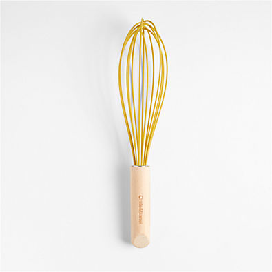 View Crate & Barrel Wood and Yellow 12" Silicone Whisk details