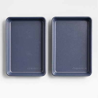 Crate & Barrel Slate Blue Silicone Nonstick 1/8th Sheet Pan, Set of 2