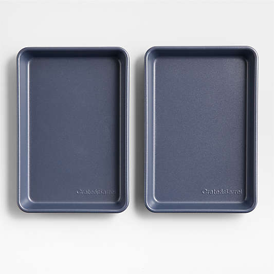 Crate & Barrel Slate Blue Silicone Nonstick 1/8th Sheet Pan, Set of 2