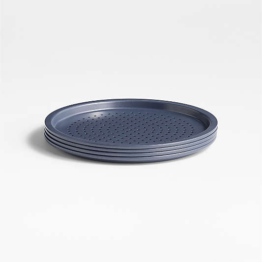 Crate & Barrel Slate Blue Mini Perforated Pizza Pans, Set of 4