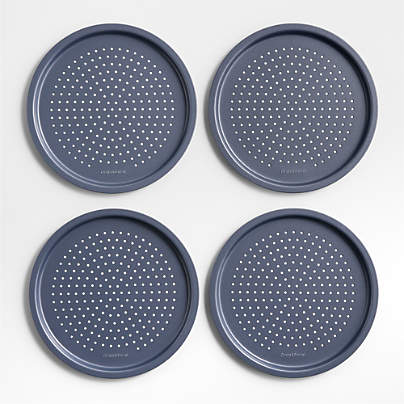 Crate & Barrel Slate Blue Mini Perforated Pizza Pans, Set of 4