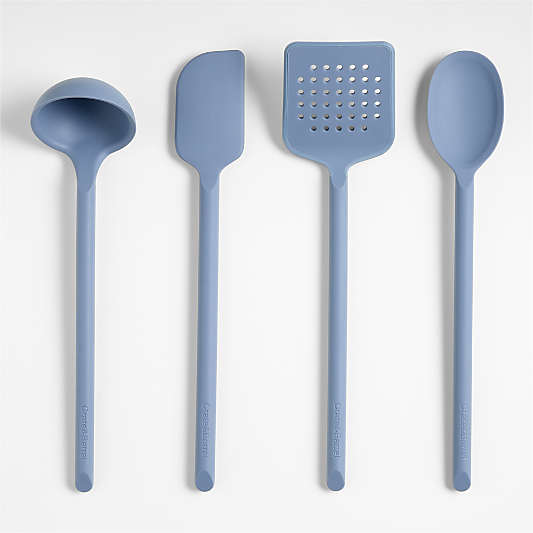 Crate & Barrel Slate Blue Silicone Scraper Spatula