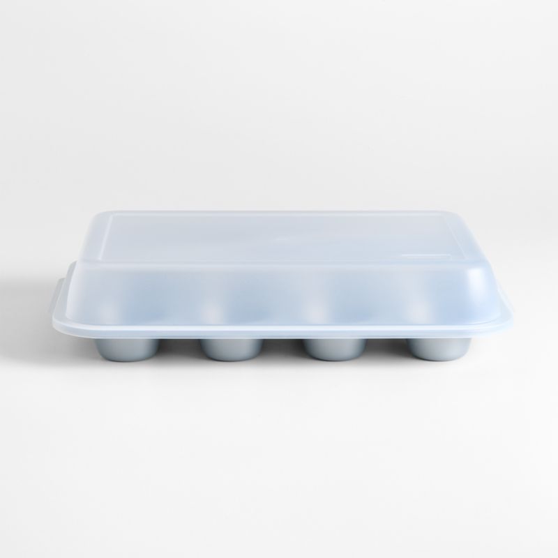 Crate & Barrel Silver 12-Cup Muffin Pan with Lid - image 0 of 1