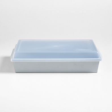 View Crate & Barrel 9"x13" Silver Rectangle Baking Pan with Lid details