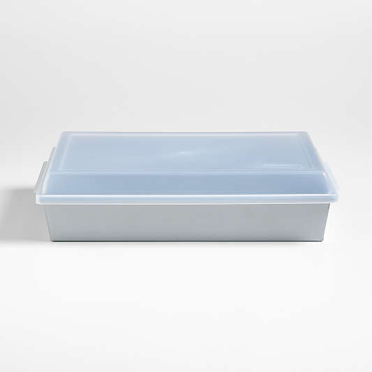 Crate & Barrel 9"x13" Silver Rectangle Baking Pan with Lid