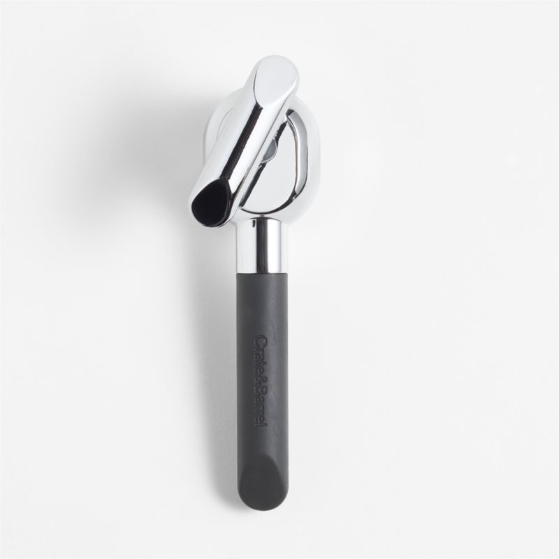 Crate & Barrel Soft-Touch Top-Crank Black Can Opener