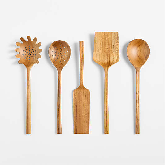 Crate & Barrel Teak Pasta Spoon