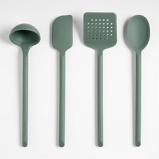 Crate & Barrel Thyme Green Silicone Utensils