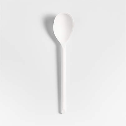 Crate & Barrel White Silicone Deep Slotted Spoon + Reviews | Crate & Barrel