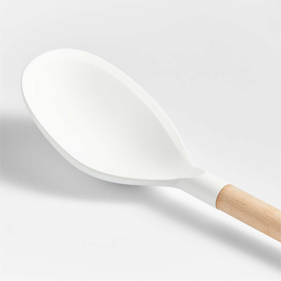 Crate & Barrel Wood and White Silicone Utensils