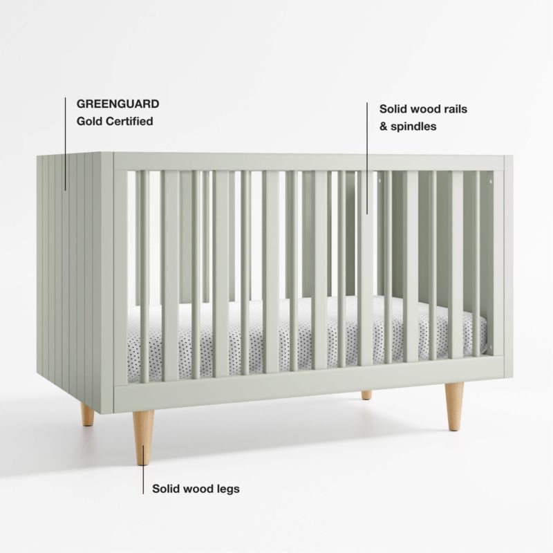 Finn Sage Green Wood Convertible Baby Crib - image 16 of 21