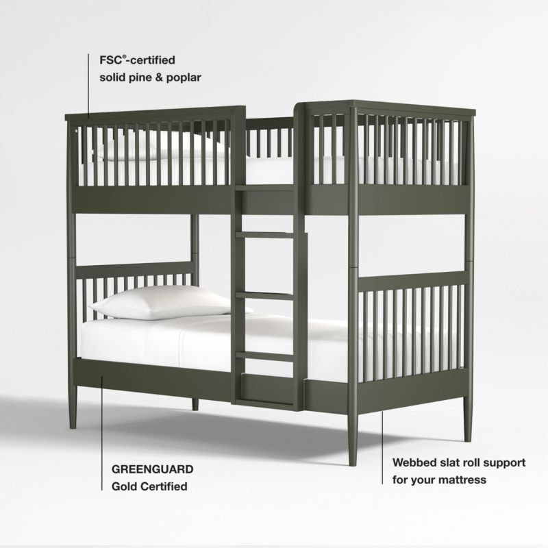 Hampshire Olive Green Wood Kids Twin Bunk Bed - image 6 of 6