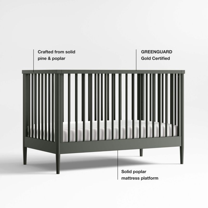 Hampshire Olive Green Wood Convertible Baby Crib - image 9 of 14