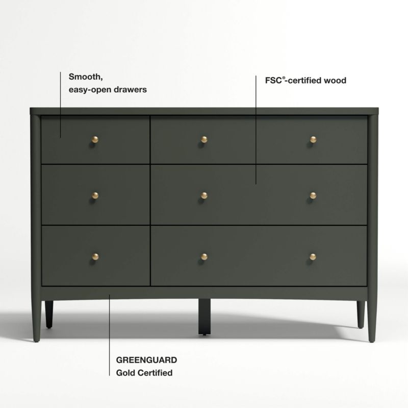 Hampshire Olive Green 6-Drawer Kids Dresser - image 12 of 17