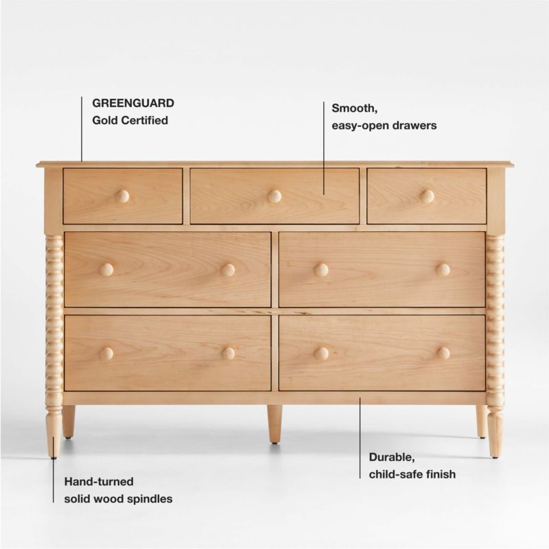 Jenny Lind Maple Wood Wide 7-Drawer Kids Dresser - image 14 of 19