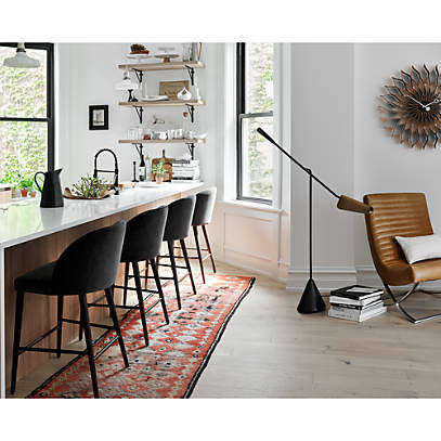 Camille Anthracite Velvet Counter Stool