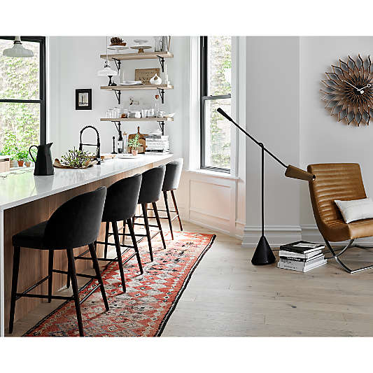 Camille Anthracite Velvet Counter Stool