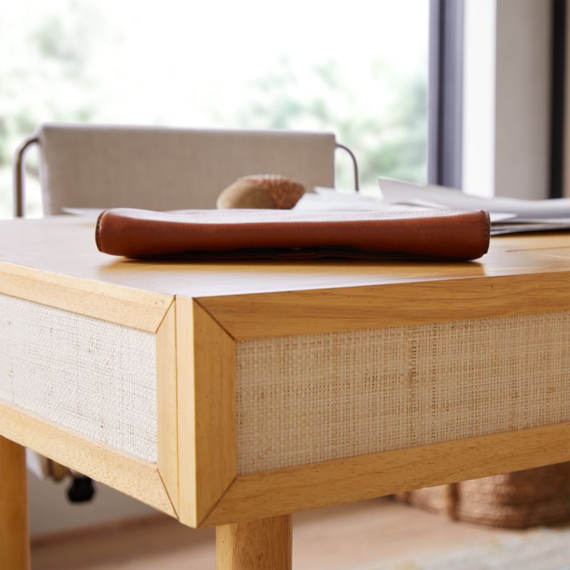 Emmer 60" Natural Oak Desk with Outlet - image 3 of 10