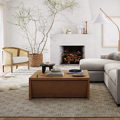 Vander Natural Wood 44" Square Storage Coffee Table