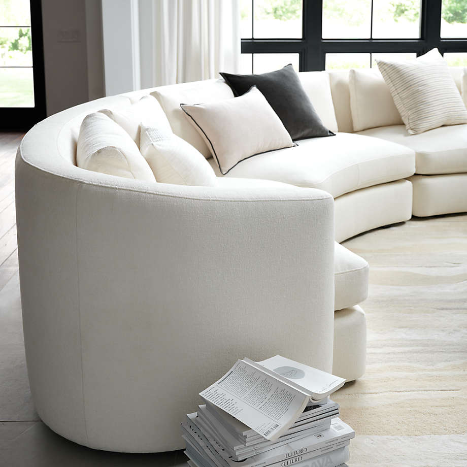 White curved sectional sofa top