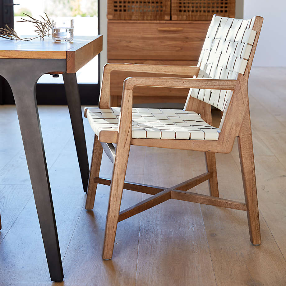 White leather 2025 woven chair