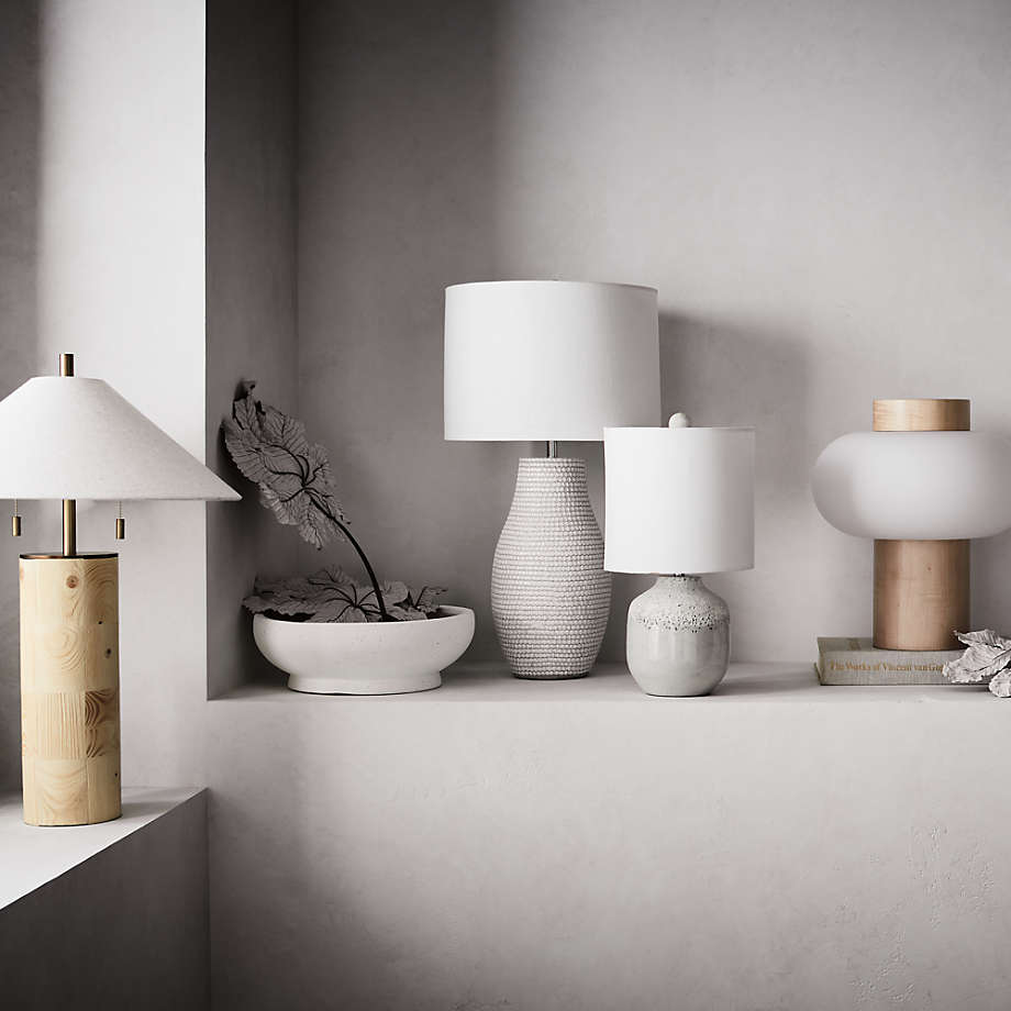 Quinn grey and shop white table lamp