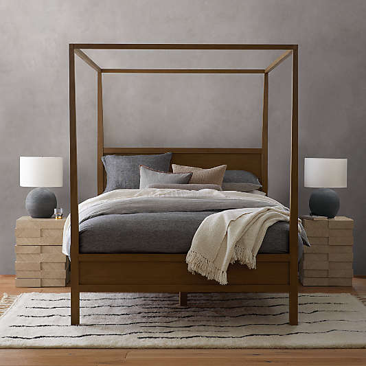Keane Driftwood Wood Canopy Bed