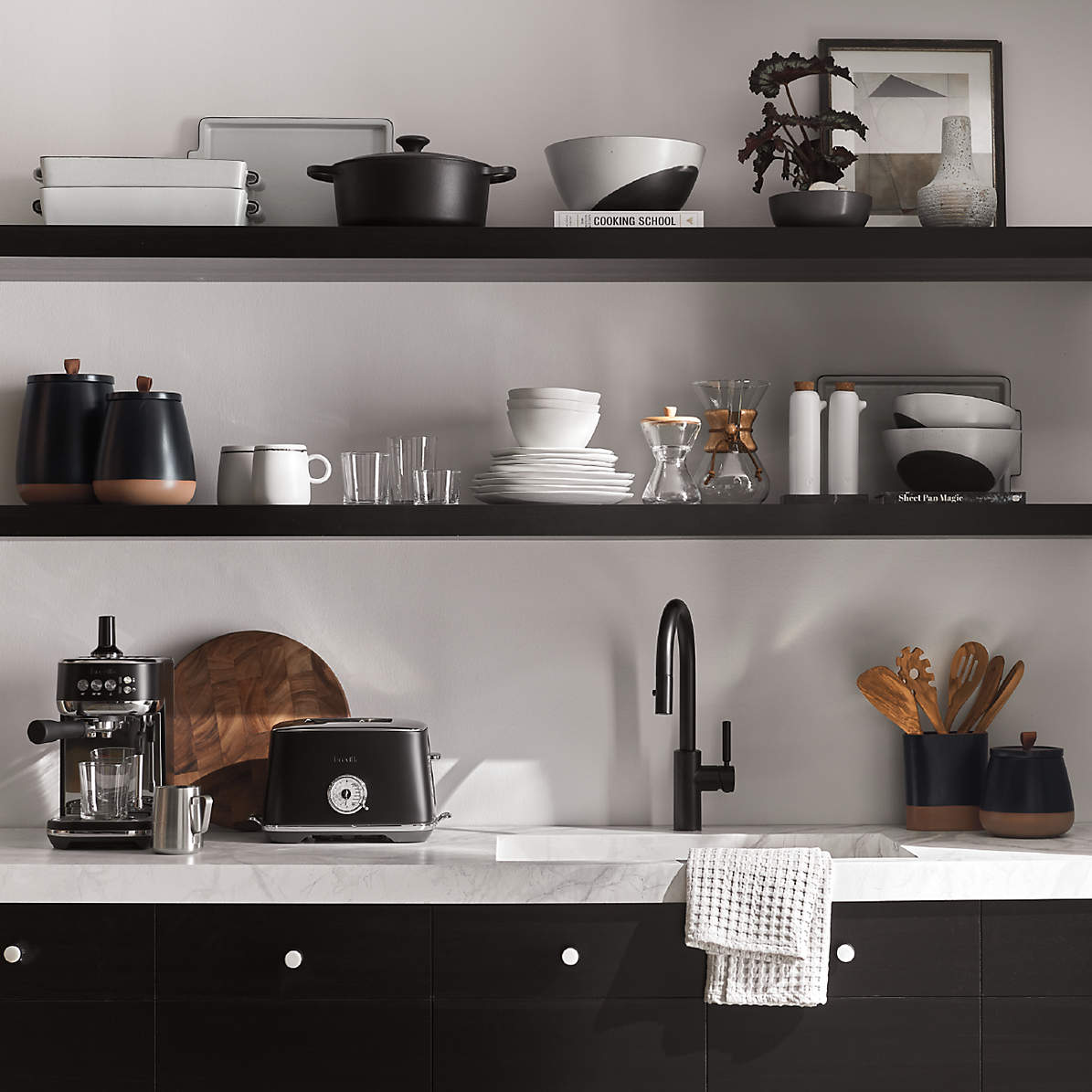 MyGift Modern Matte Black Ceramic Kitchen Countertop Utensil Holder Cooking Tools Storage Canister with Decorative White Utensils Design