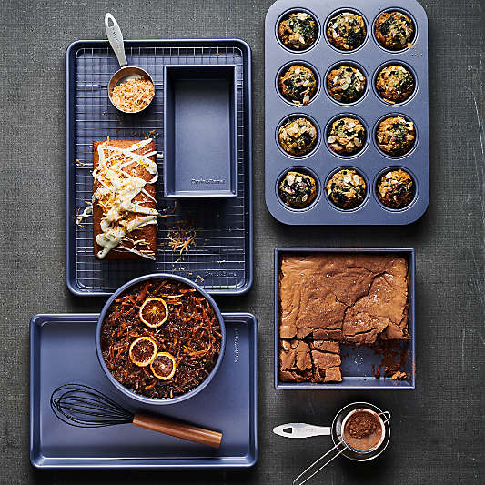 Crate & Barrel Slate Blue 6-Piece Silicone Nonstick Bakeware Set