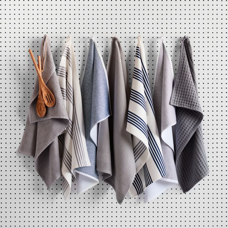 Waffle-Terry Alloy Grey Organic Cotton Dish Towels, Set of 2