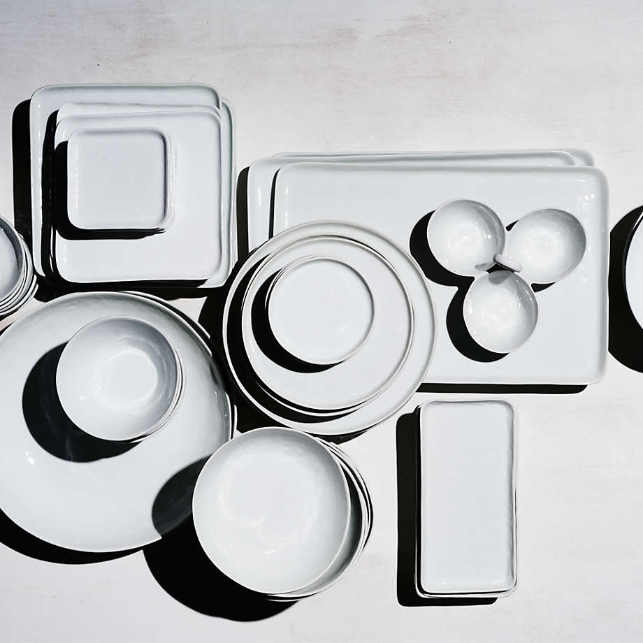 Mercer White Round Ceramic Appetizer Plates, Set of 8 + Reviews | Crate & Barrel