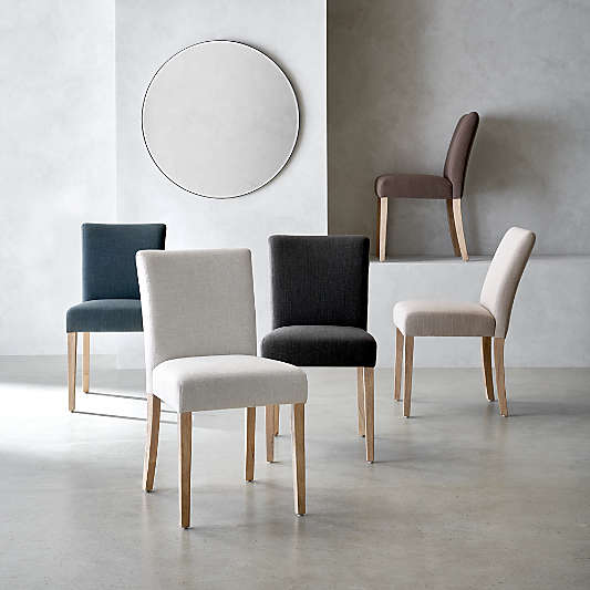 Lowe Navy Upholstered Dining Chair with Natural Wood Legs