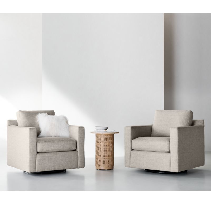 Vernet Travertine Cane Round End Table + Reviews | Crate & Barrel