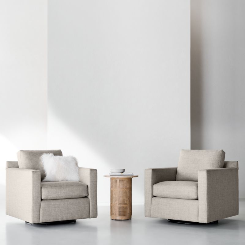 Vernet Travertine Cane Round End Table + Reviews | Crate & Barrel