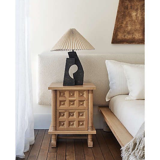 Ruins Black Ceramic Sculptural Table Lamp with Pleated Shade by Athena Calderone 20"