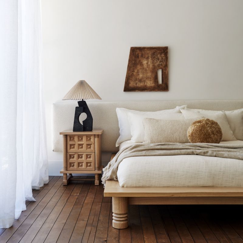 Honore Oak Wood Nightstand with Drawers by Athena Calderone