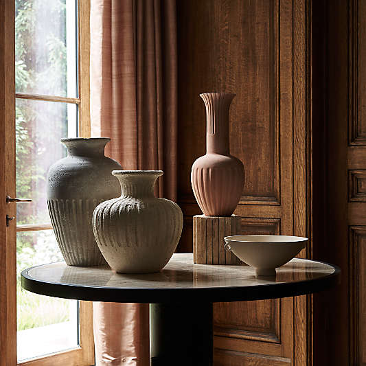 Brooklyn Cannelée Grey Floor Vase 20" by Athena Calderone