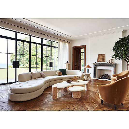 Sinuous 3-Piece Curved Sectional Sofa with Chaise Lounge by Athena Calderone