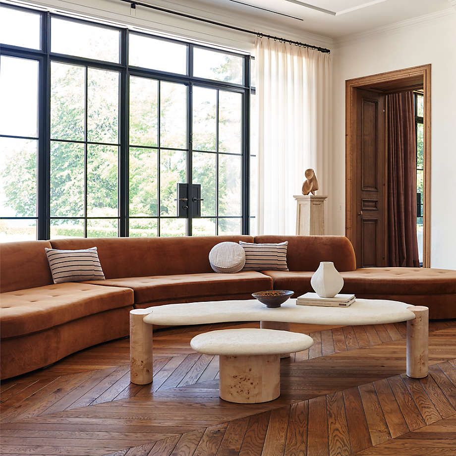 Curved armless sofa sale
